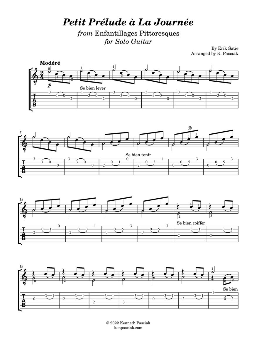 Petit Prélude à La Journée (Slur Study for Guitar) Classical Guitar scores gallery preview page 2