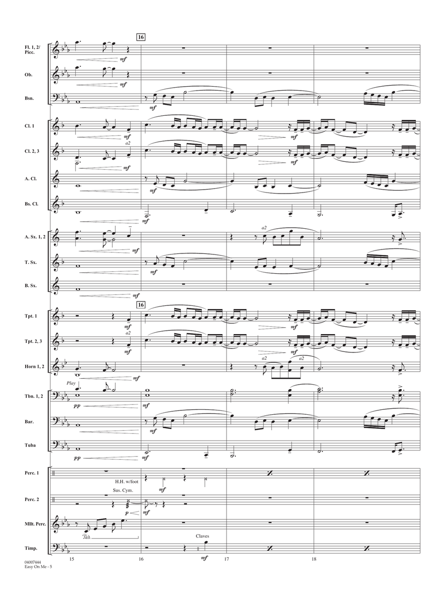 Easy on Me (arr. Michael Brown) - Conductor Score (Full Score) Concert Band scores gallery preview page 5