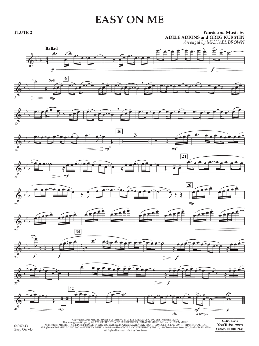 Easy on Me (arr. Michael Brown) - Flute 2 Concert Band scores gallery preview page 1