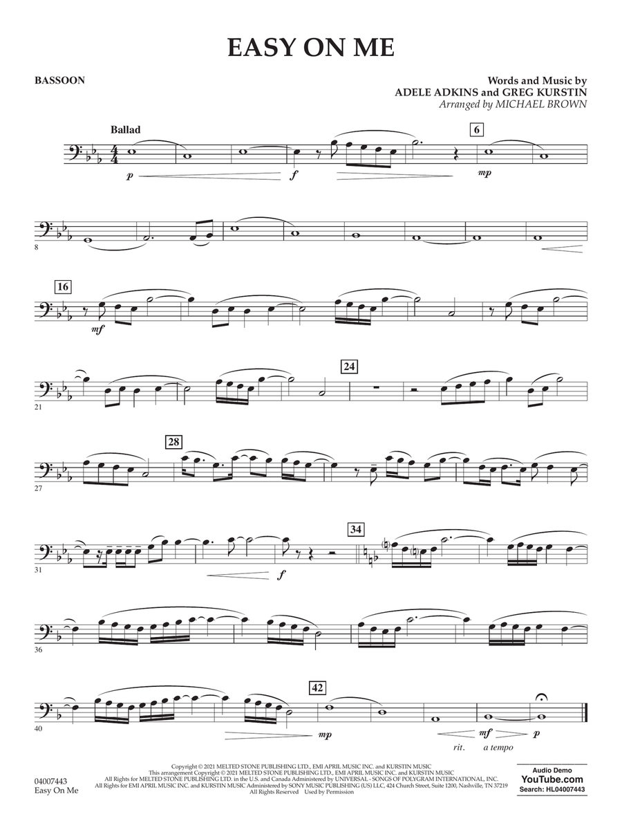 Easy on Me (arr. Michael Brown) - Bassoon Concert Band scores gallery preview page 1