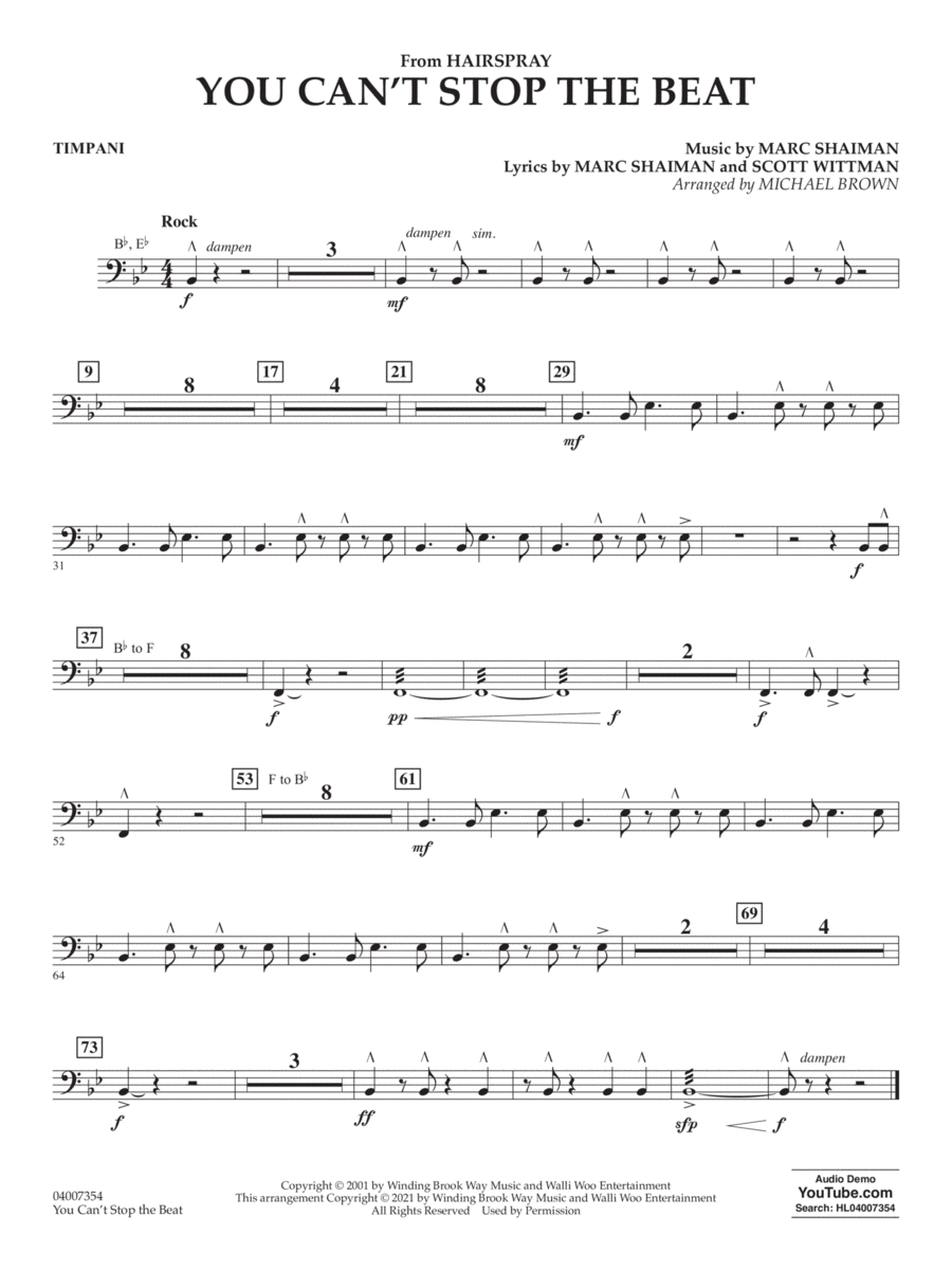 You Can't Stop the Beat (from Hairspray) (arr. Michael Brown) - Timpani Concert Band scores gallery preview page 1