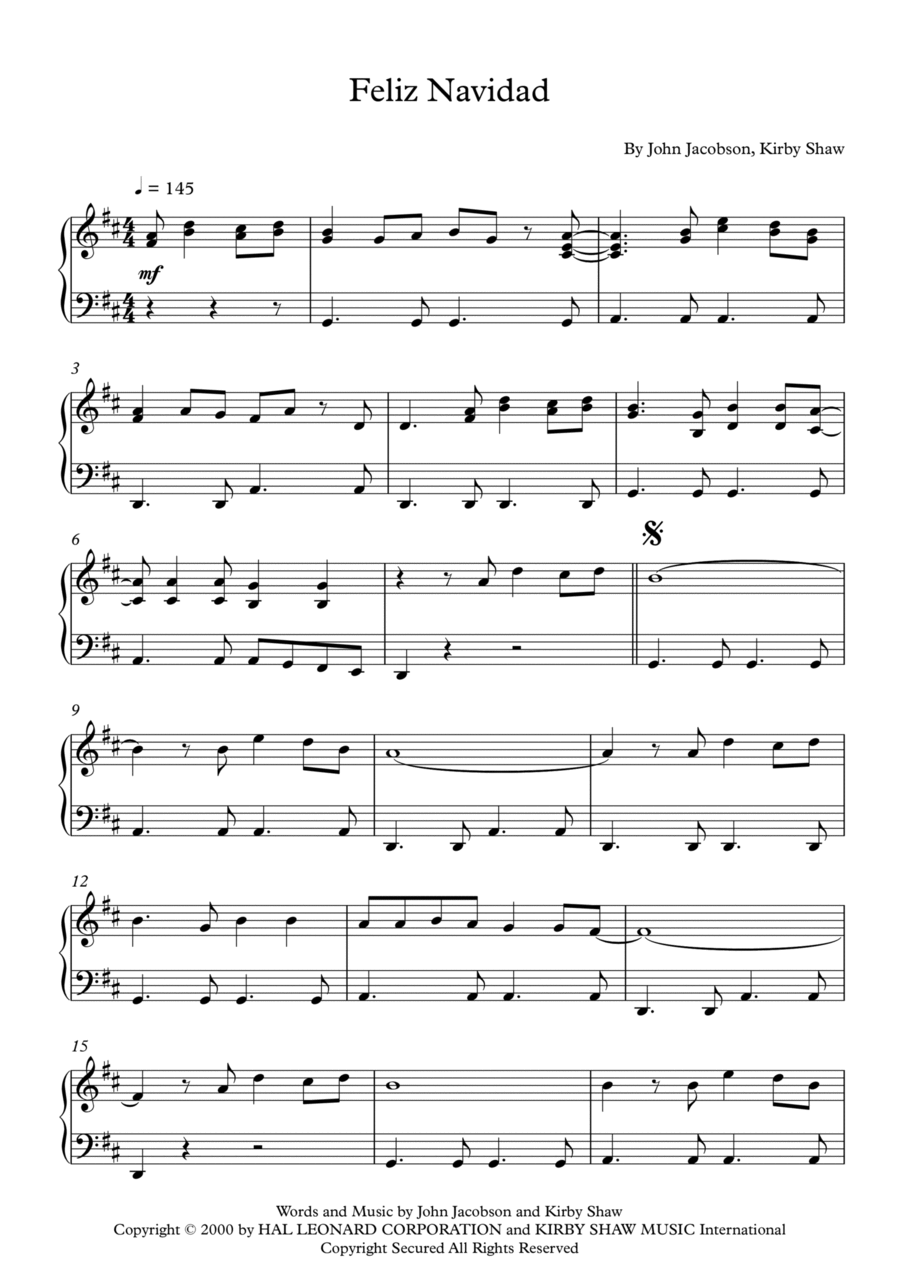 Feliz Navidad Voice scores gallery preview page 1