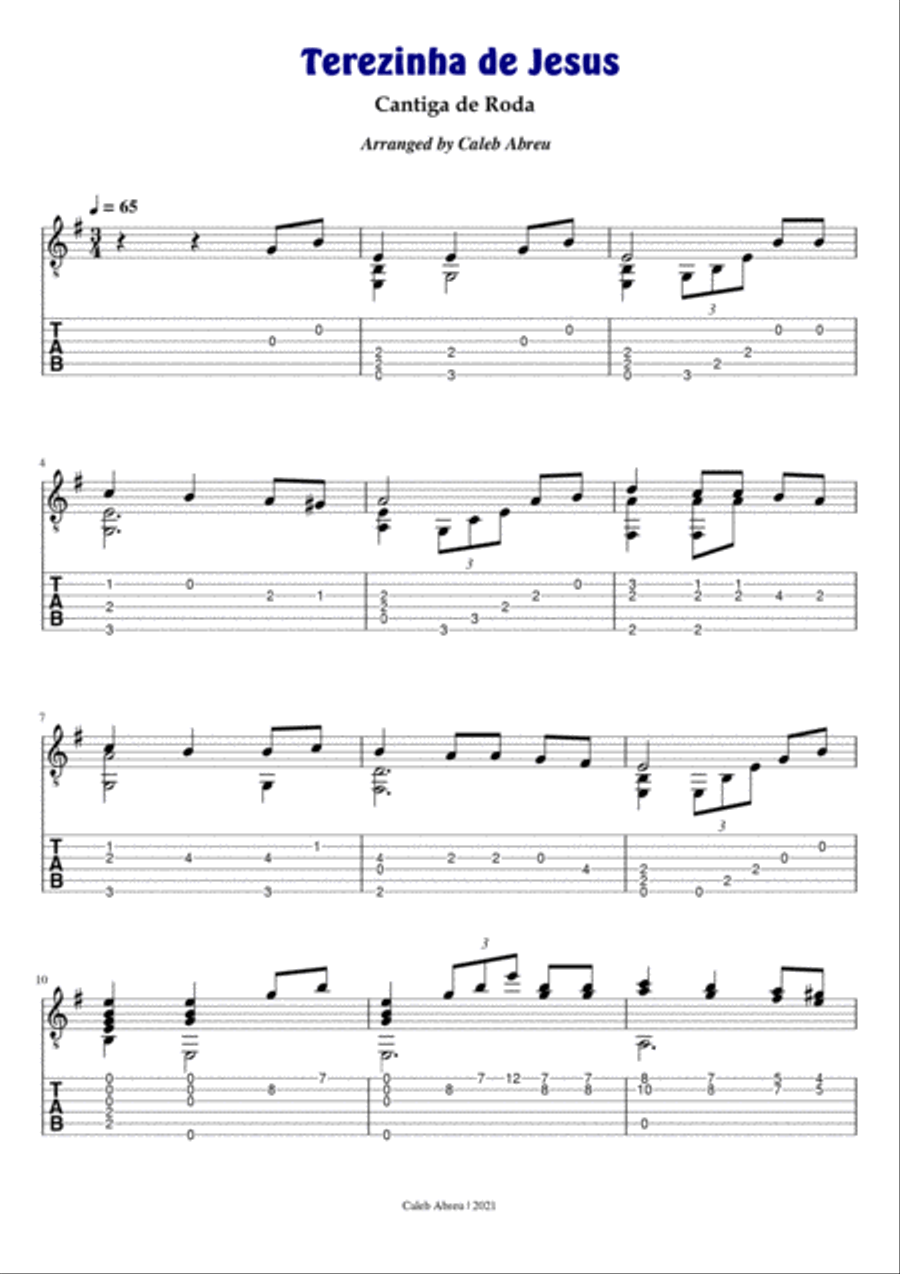 Terezinha de Jesus For Guitar Solo Acoustic Guitar scores gallery preview page 2
