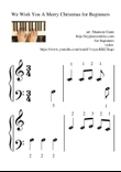 We Wish You A Merry Christmas - Level 1a - Easy Beginner Sheet Music with Notes