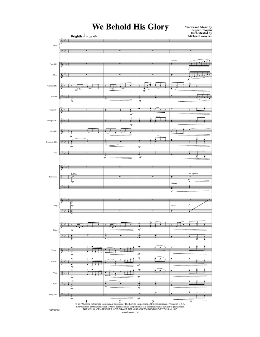 We Behold His Glory - Downloadable Orchestral Score and Parts Score scores gallery preview page 2