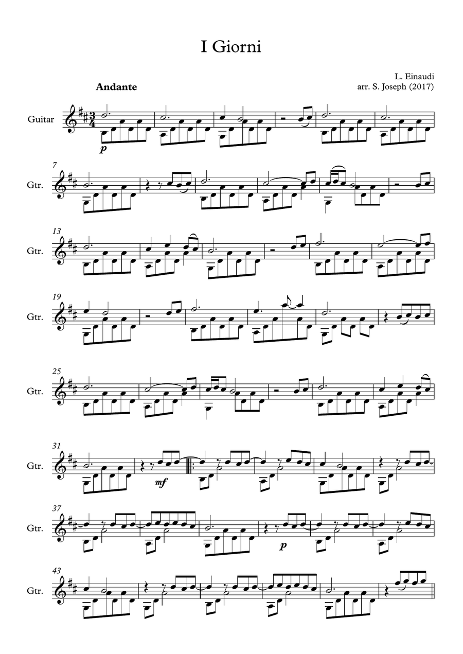 I Giorni I Giorni Acoustic Guitar scores gallery preview page 1