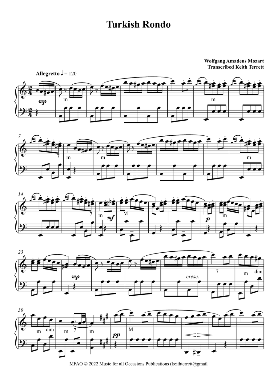 Rondo alla Turca for Accordion Accordion scores gallery preview page 2