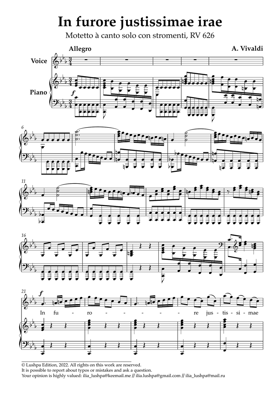 In furore iustissimae irae, RV 626 Piano, Vocal scores gallery preview page 3