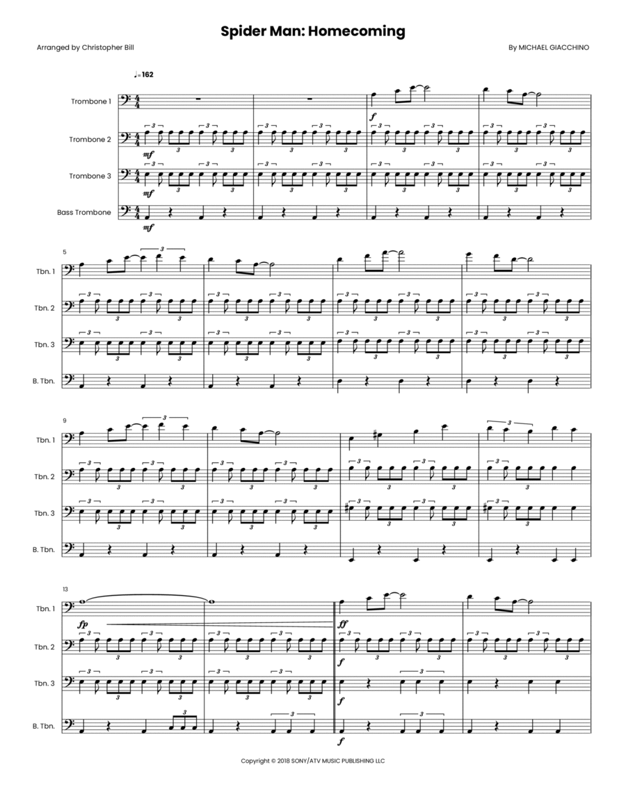 Spider Man: Homecoming Trombone scores gallery preview page 1
