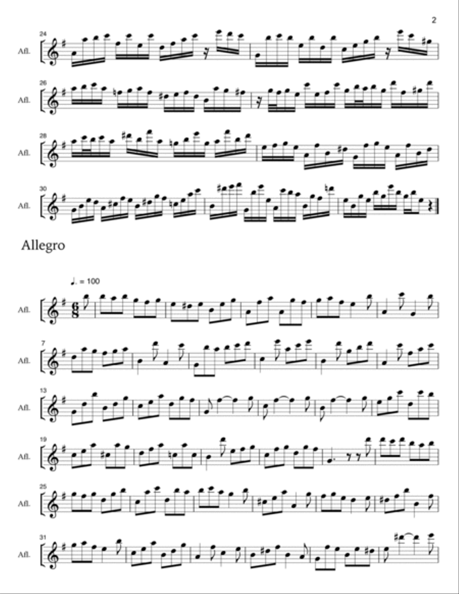 Telemann Fantasia 3 (for Alto Flute) Flute Solo scores gallery preview page 2