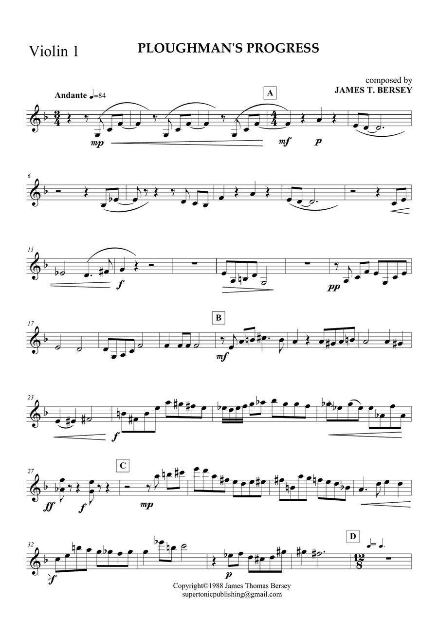 Ploughman's Progress (set of parts for string quartet) String Quartet scores gallery preview page 3
