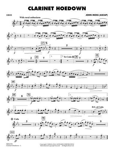 Clarinet Hoedown - Oboe