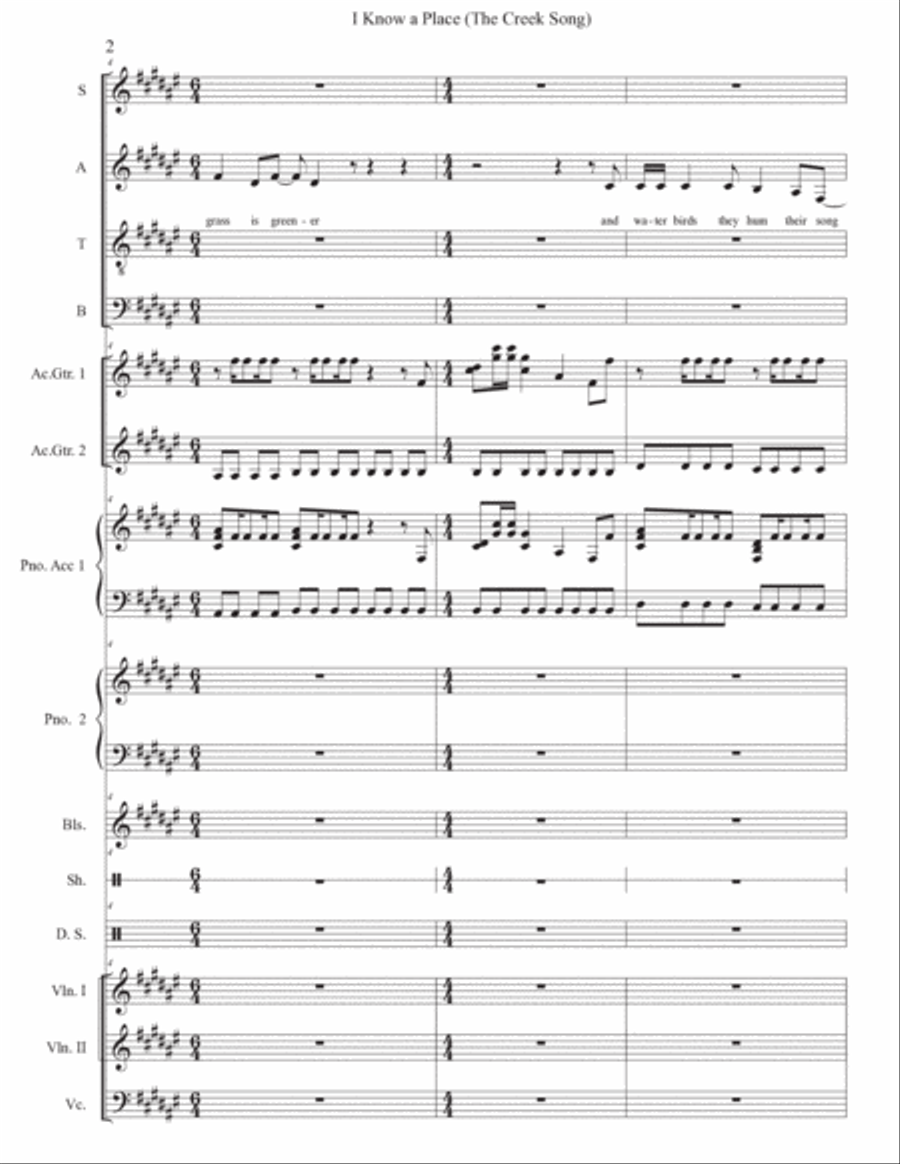 I Know A Place (the Creek Song) 4-Part scores gallery preview page 2