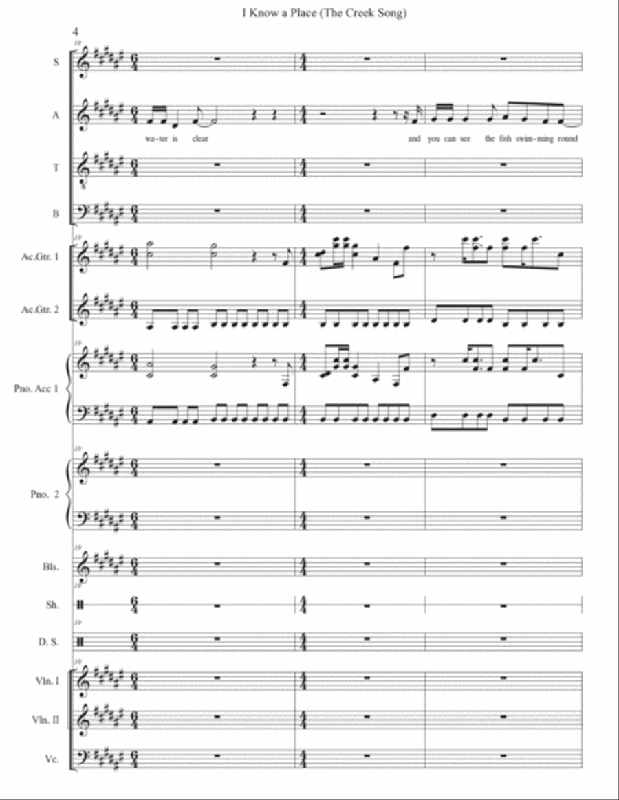 I Know A Place (the Creek Song) 4-Part scores gallery preview page 4