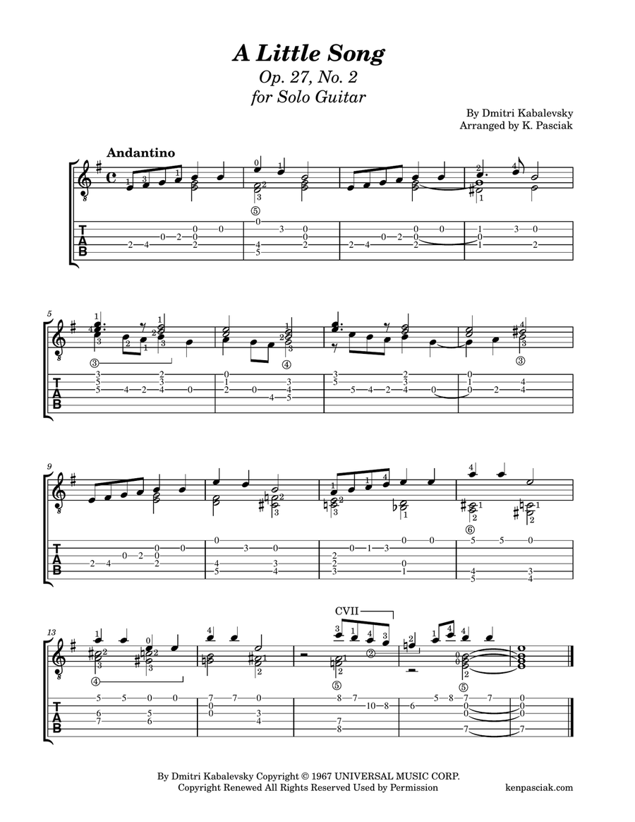 A Little Song Guitar Tablature scores gallery preview page 2