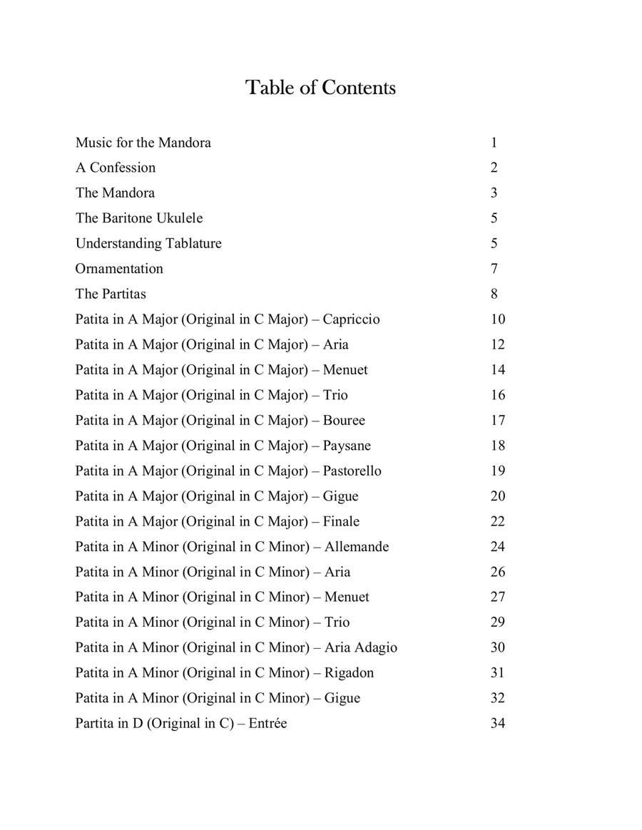 Partitas for Mandora: Volume 1 Arranged for Baritone Ukulele Baritone Ukulele scores gallery preview page 2