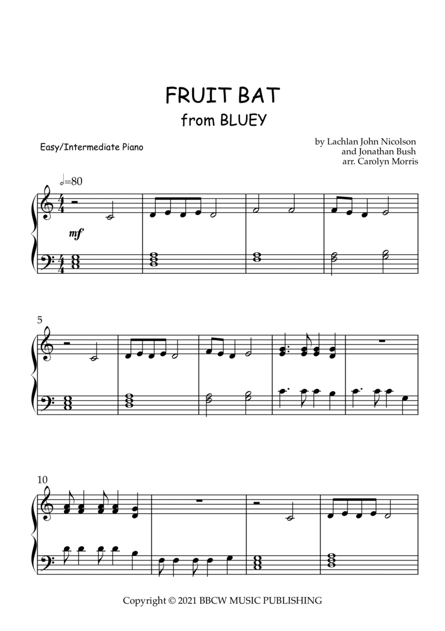 Fruitbat Piano Solo scores gallery preview page 1