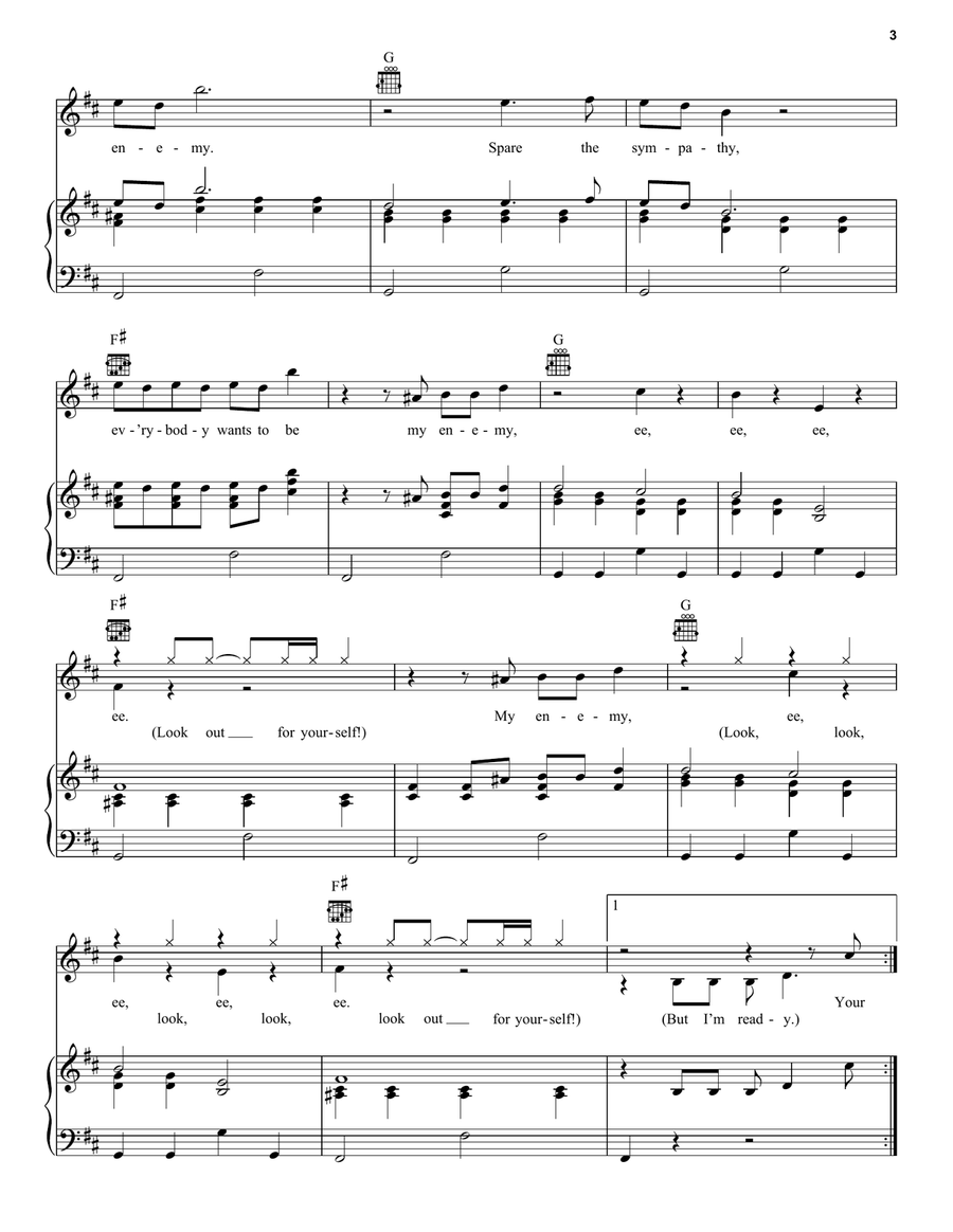Enemy (from the series Arcane League of Legends) Enemy (from the series Arcane League of Legends) Piano, Vocal, Guitar scores gallery preview page 3