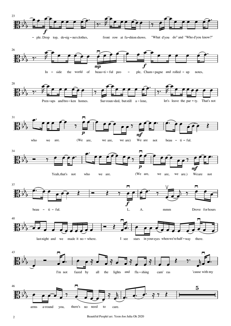 Beautiful People Beautiful People Viola Solo scores gallery preview page 2