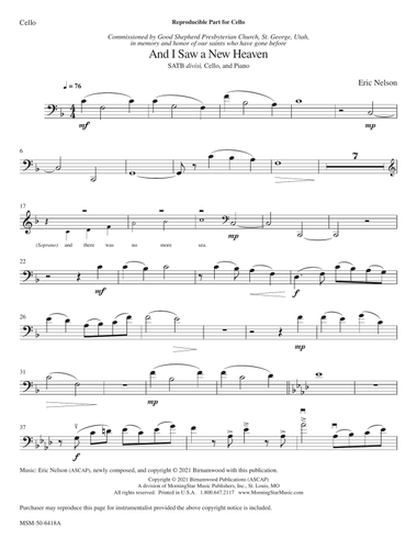And I Saw a New Heaven (Cello Part)