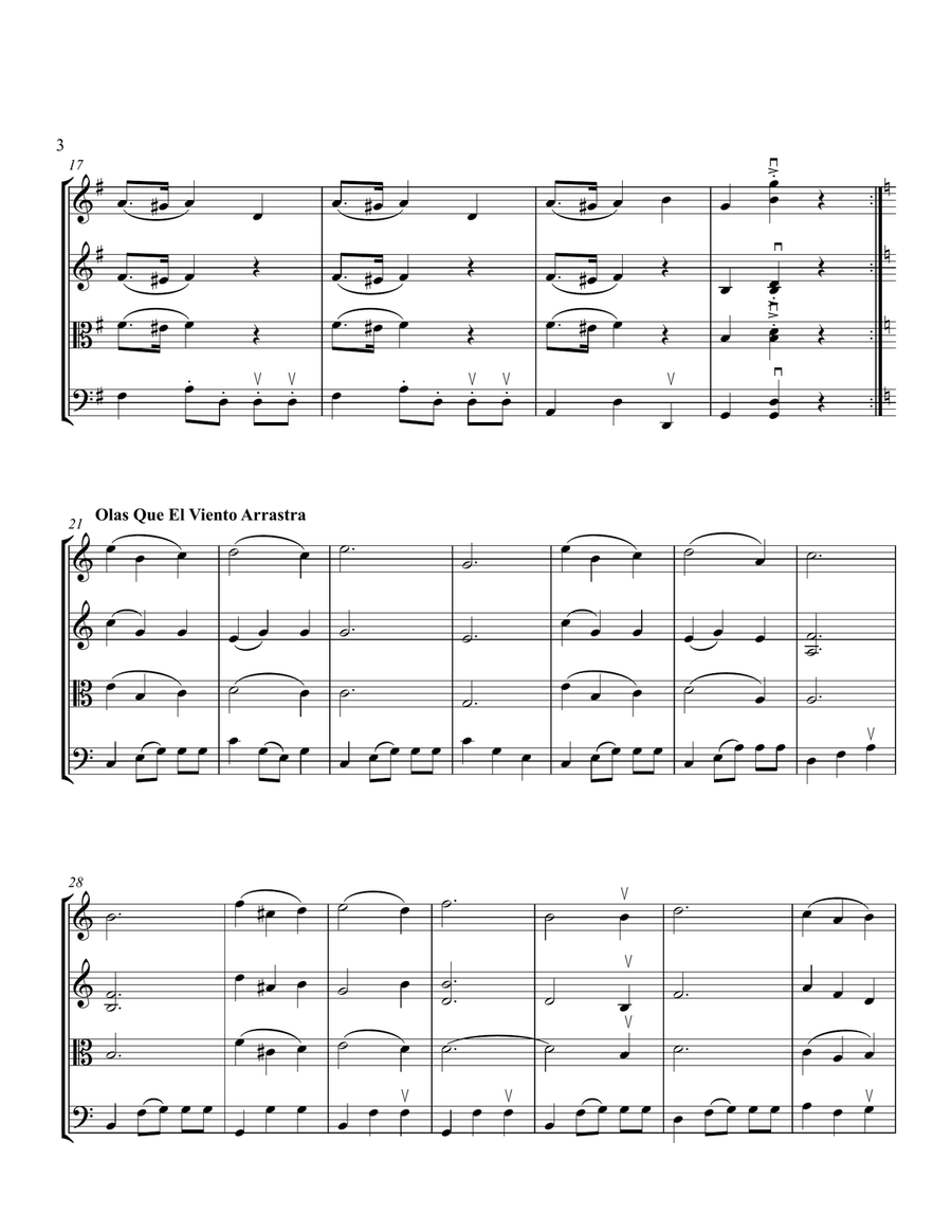 La Varsoviana & Olas Que el Viento Arrastra, Two Mexican Folk Songs for String Trio String Trio scores gallery preview page 4