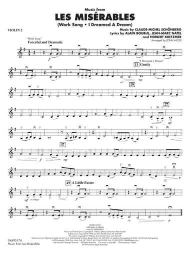 Music from Les Misérables (arr. John Moss) - Violin 2