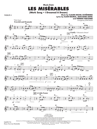 Music from Les Misérables (arr. John Moss) - Violin 1