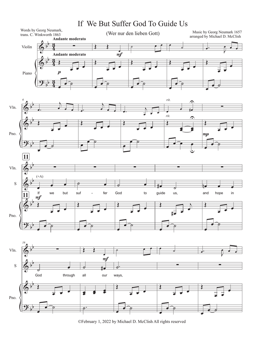 If We But Suffer God To Guide Us(Wer nur den lieben Gott) 4-Part scores gallery preview page 2