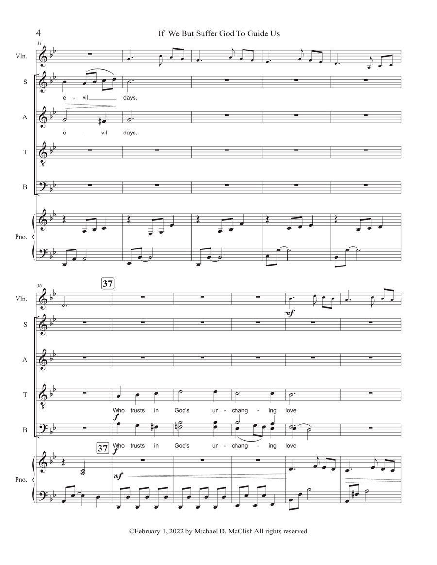 If We But Suffer God To Guide Us(Wer nur den lieben Gott) 4-Part scores gallery preview page 4