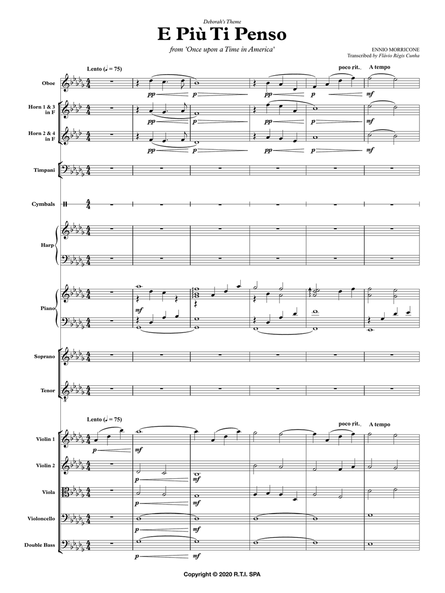 E Piu Ti Penso Chamber Orchestra scores gallery preview page 3