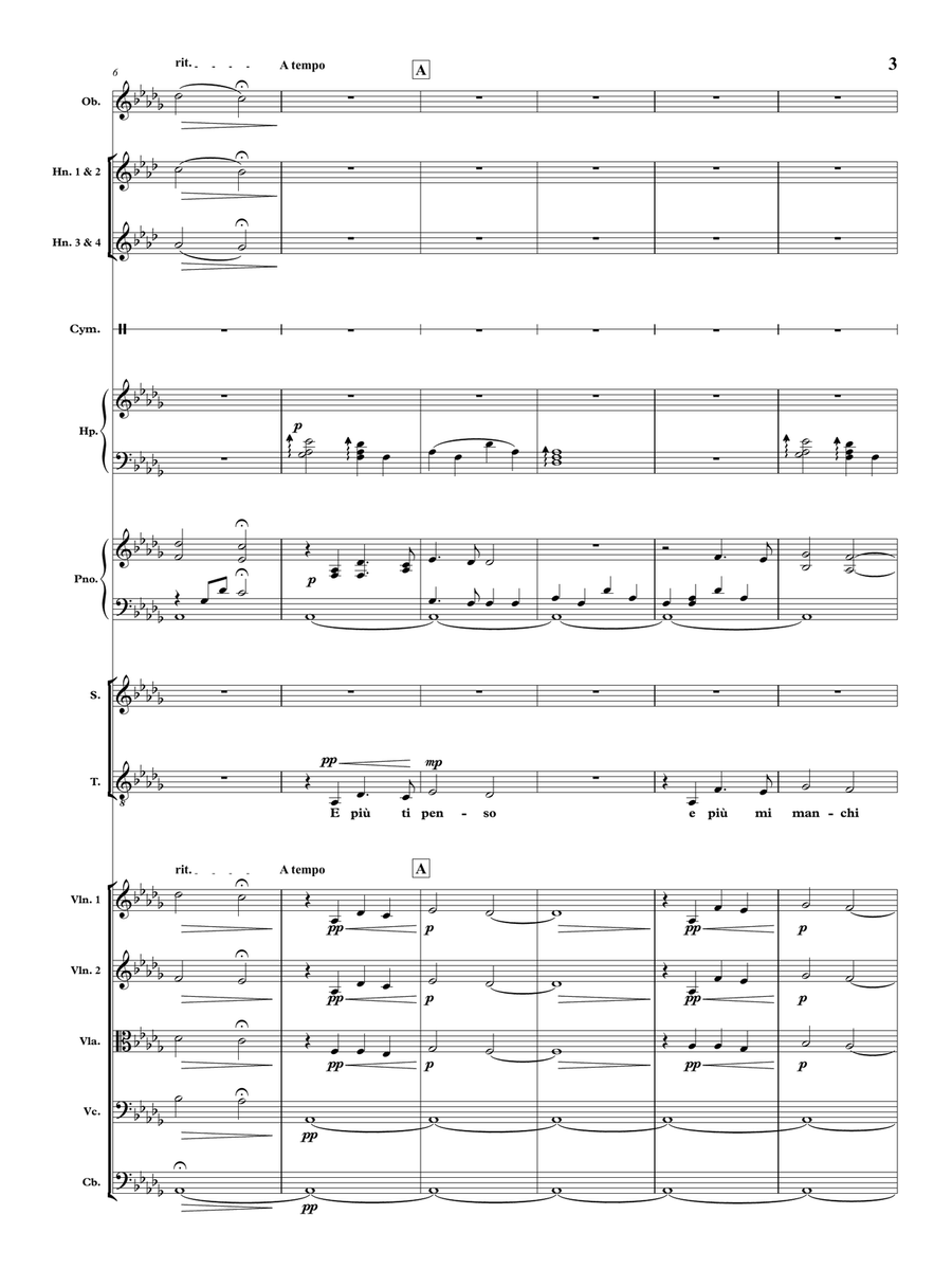 E Piu Ti Penso Chamber Orchestra scores gallery preview page 4