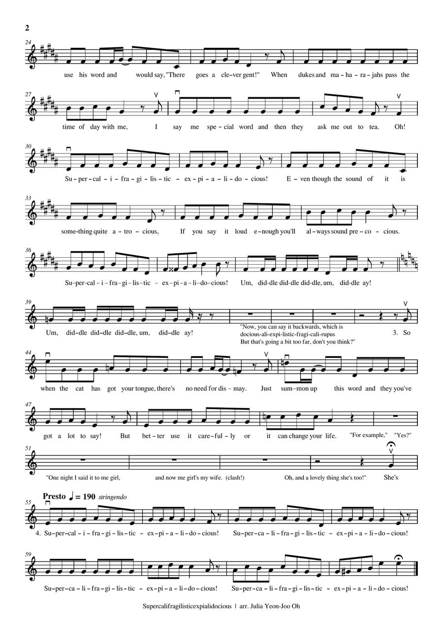 Supercalifragilisticexpialidocious Supercalifragilisticexpialidocious Violin Solo scores gallery preview page 2