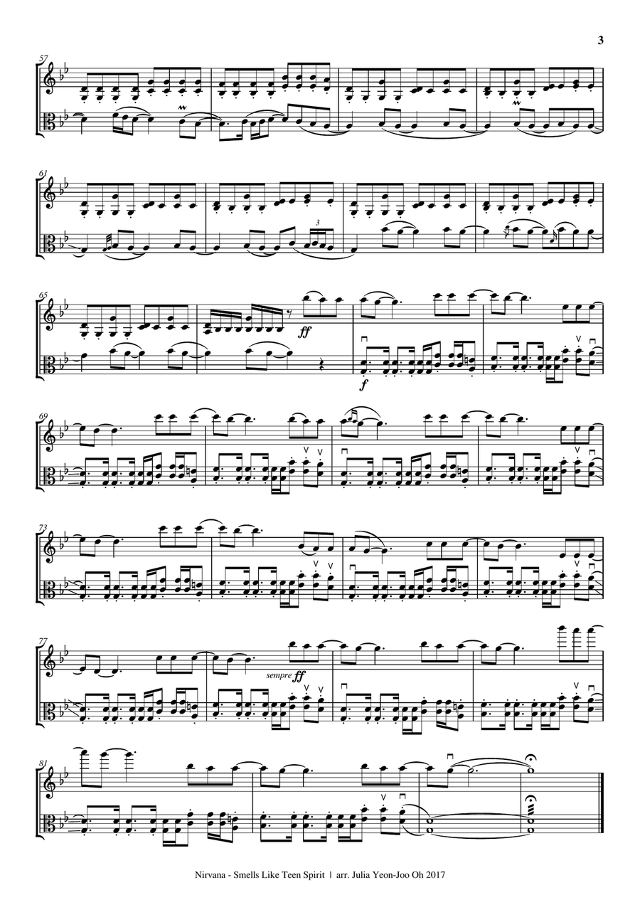 Smells Like Teen Spirit Smells Like Teen Spirit String Duet scores gallery preview page 3