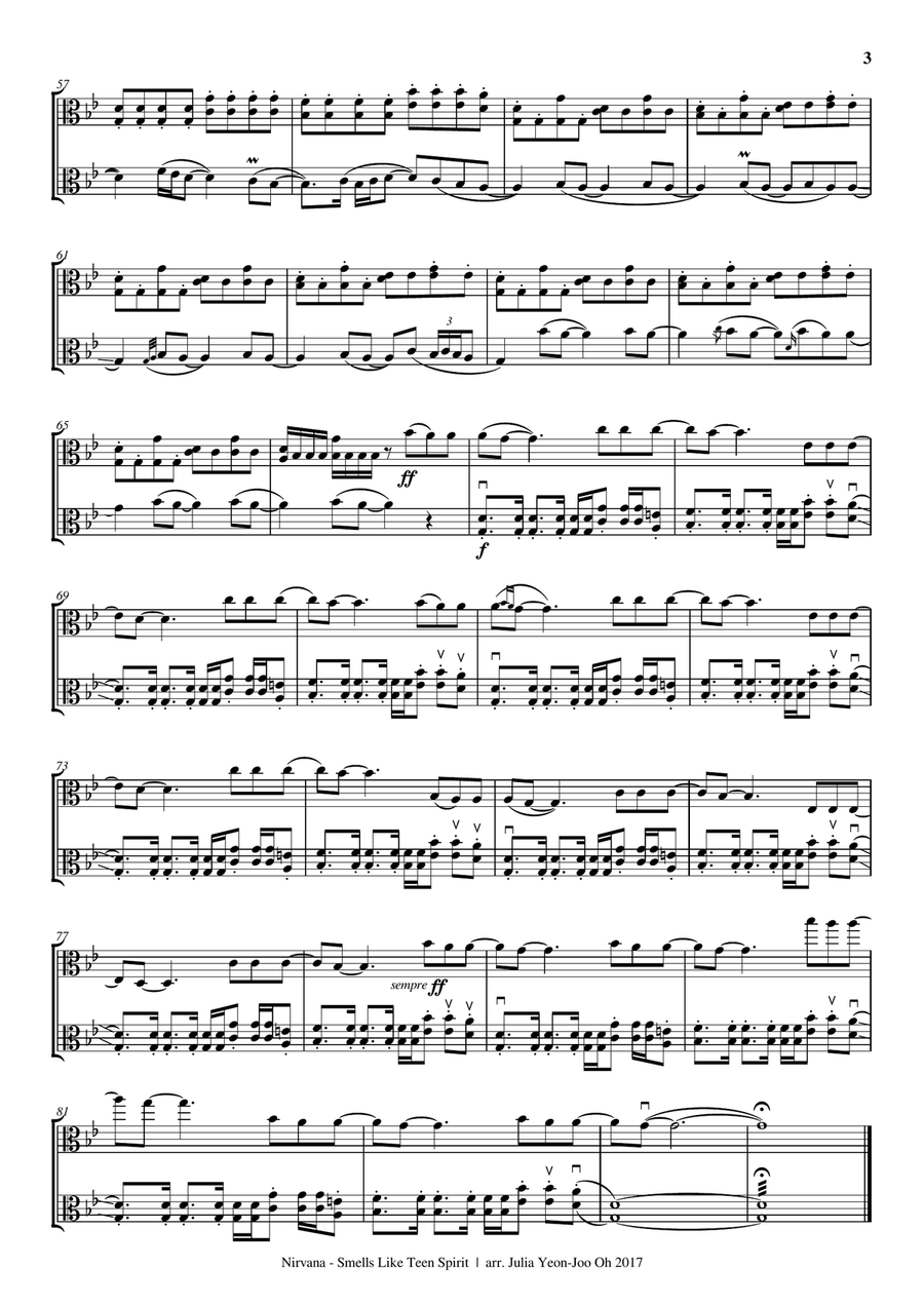 Smells Like Teen Spirit Smells Like Teen Spirit String Duet scores gallery preview page 3