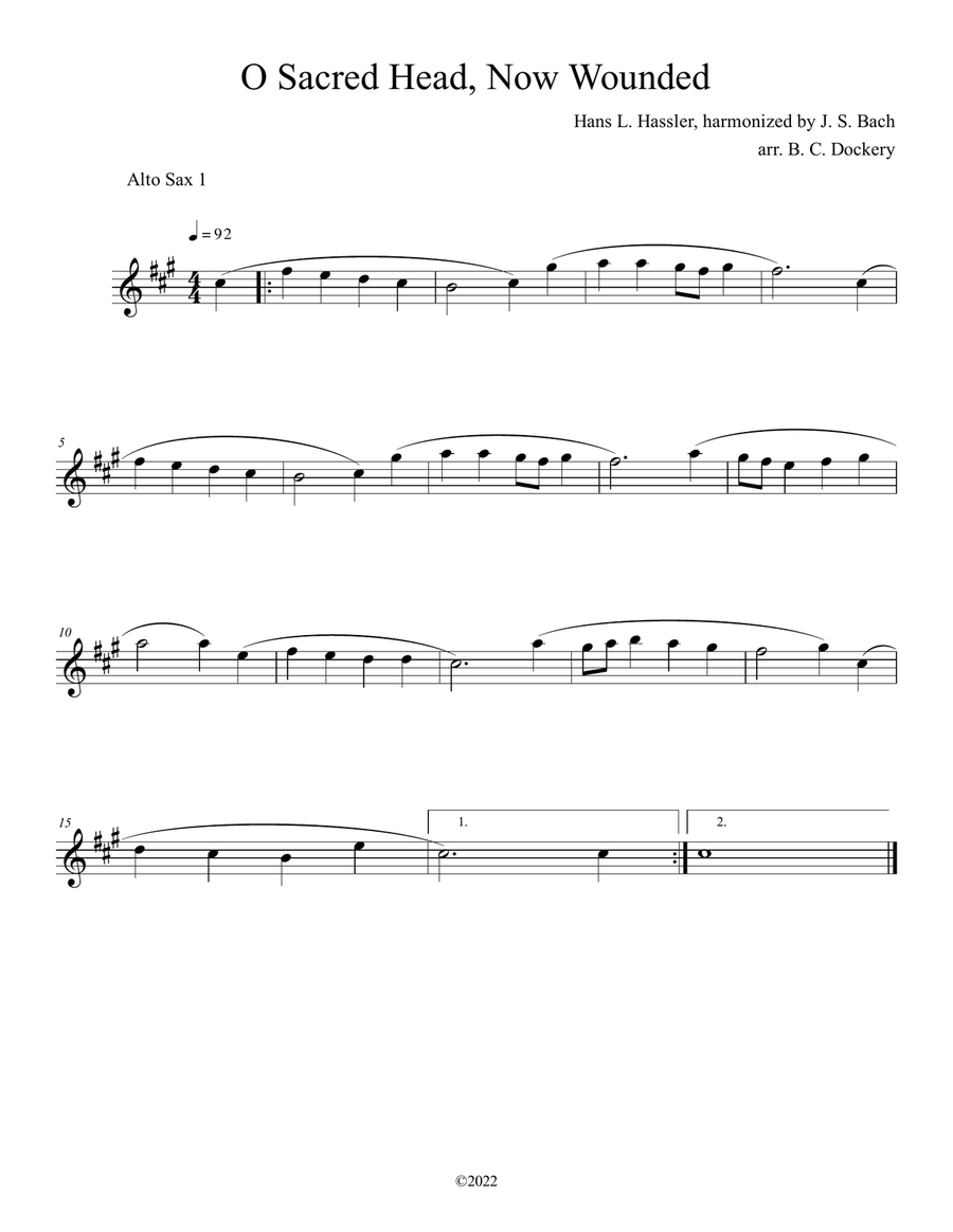 O Sacred Head, Now Wounded (Alto Sax Duet with Piano Accompaniment) Woodwind Duet scores gallery preview page 3