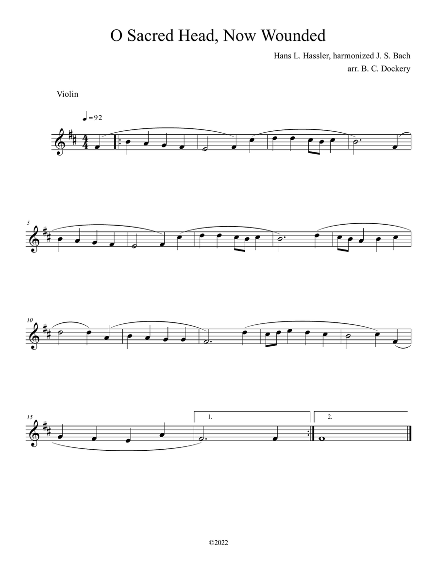 O Sacred Head, Now Wounded (Violin and Cello Duet with Piano Accompaniment) Piano Trio scores gallery preview page 3