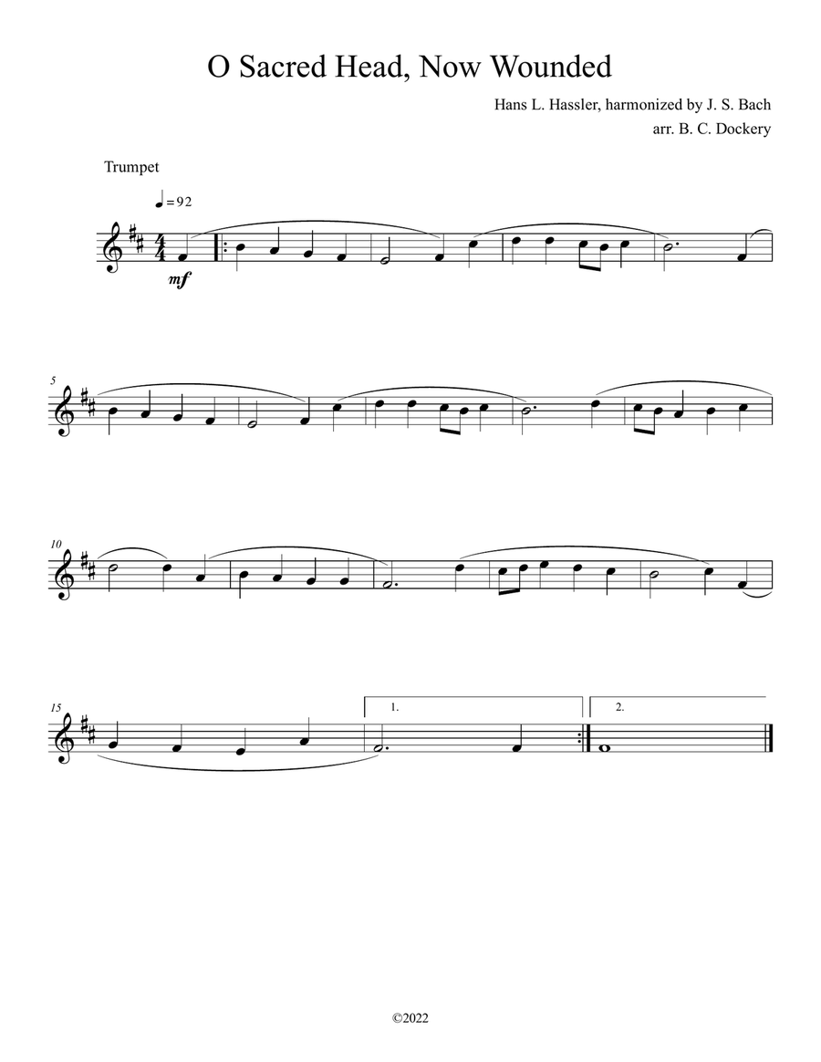 O Sacred Head, Now Wounded (Trumpet and Trombone Duet with Piano Accompaniment) Brass Duet scores gallery preview page 3