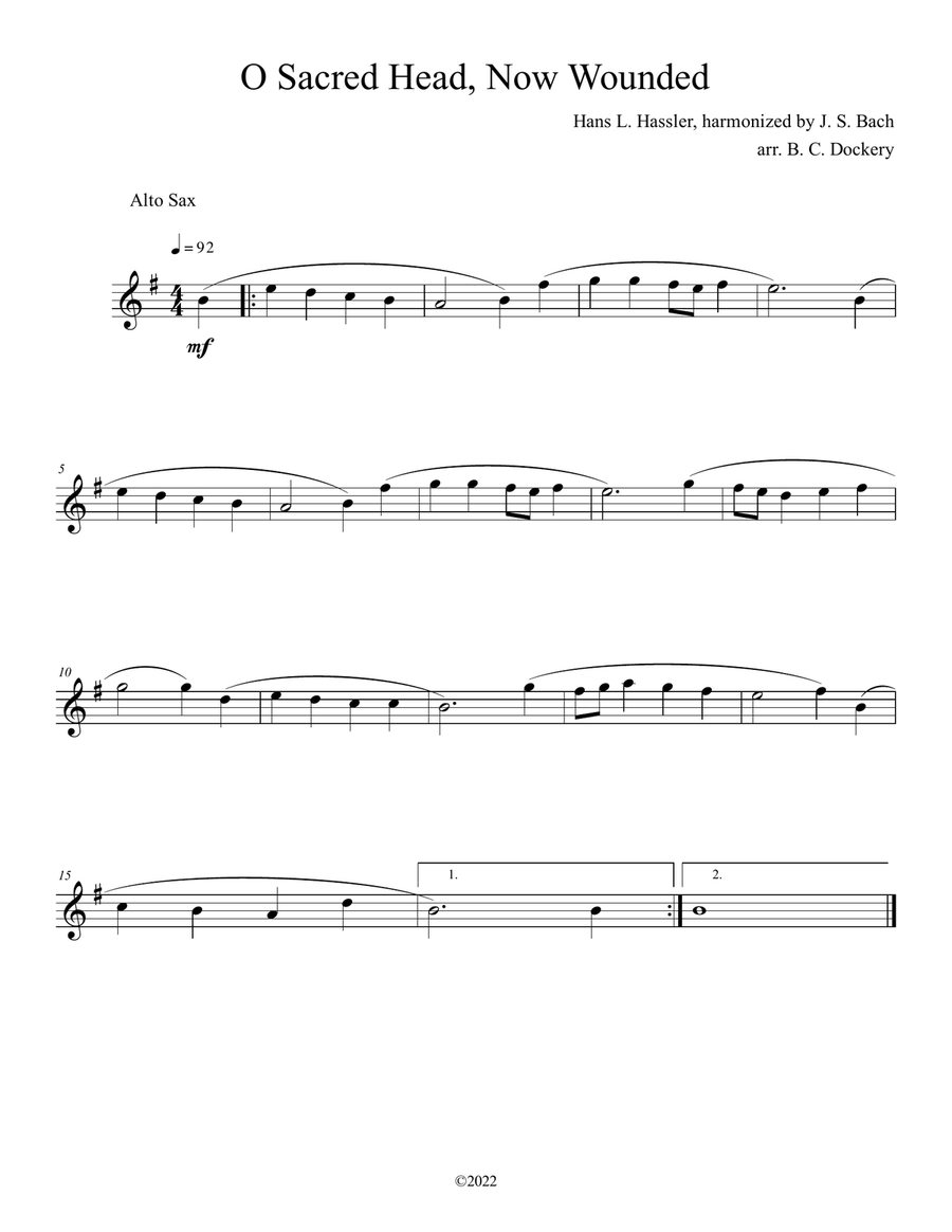 O Sacred Head, Now Wounded (Alto and Tenor Sax Duet with Piano Accompaniment) Woodwind Duet scores gallery preview page 3