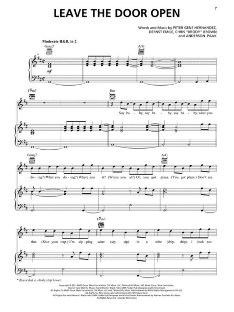 Silk Sonic – An Evening with Silk Sonic Piano, Vocal, Guitar scores gallery preview page 5
