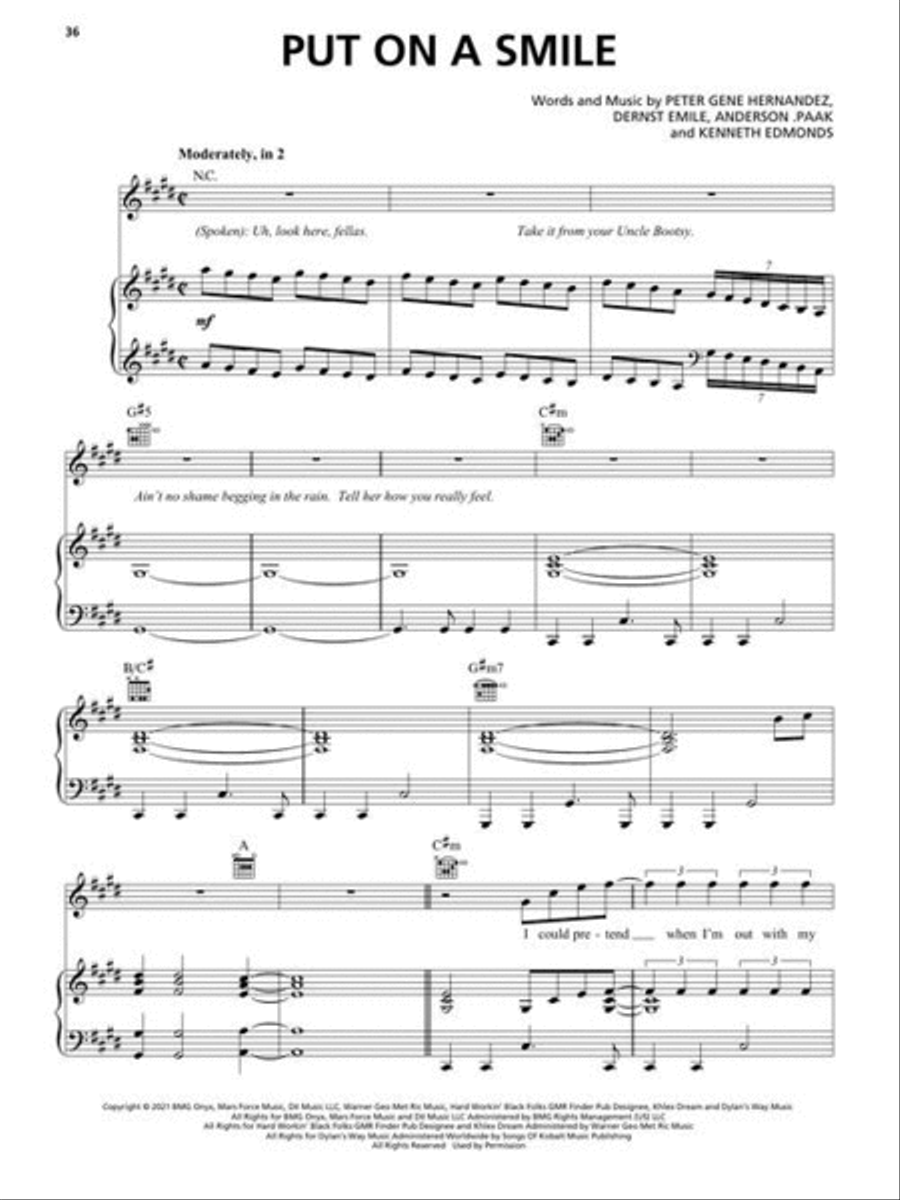 Silk Sonic – An Evening with Silk Sonic Piano, Vocal, Guitar scores gallery preview page 6