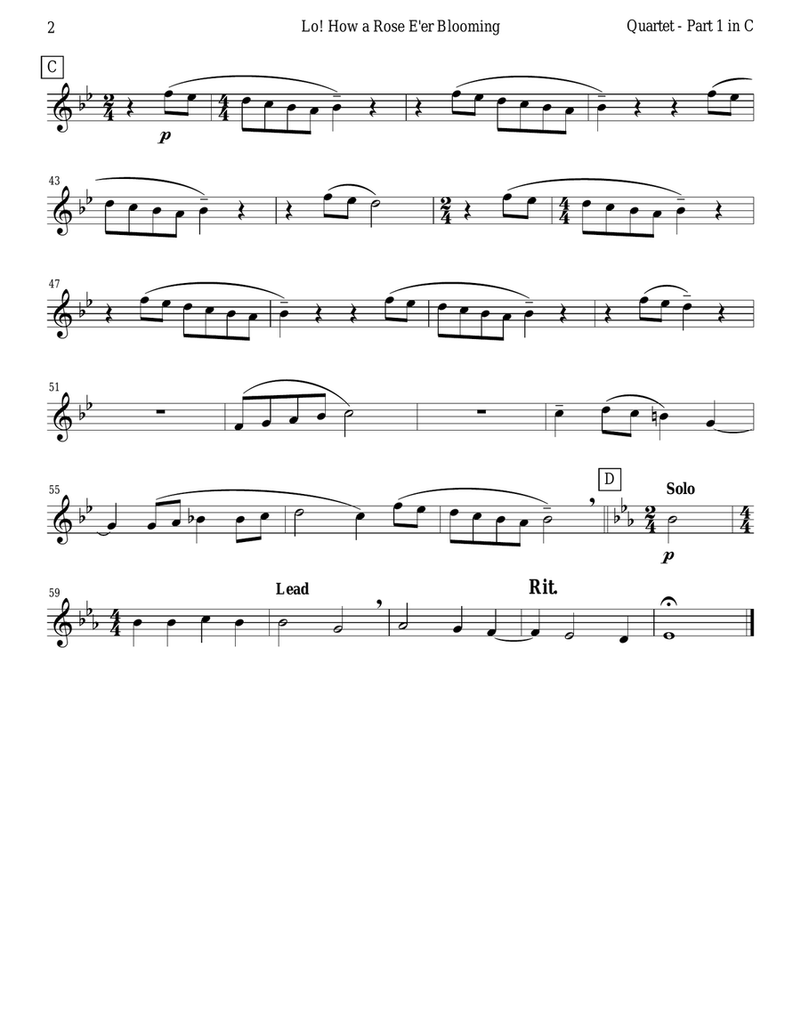 Lo! How a Rose E'er Blooming (Woodwind Quartet) Woodwind Quartet scores gallery preview page 6