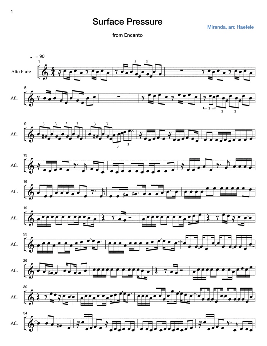 Surface Pressure Flute Solo scores gallery preview page 1