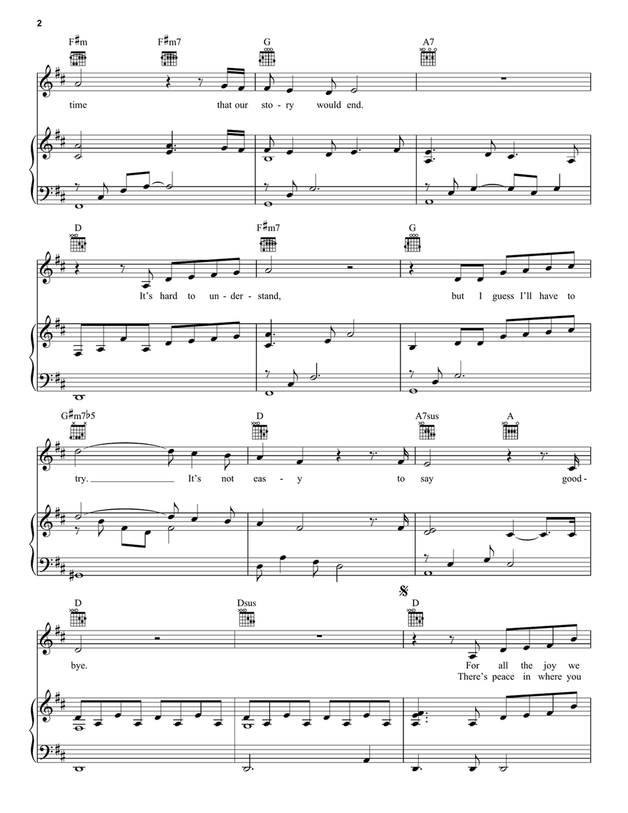 Goodbye Goodbye Piano, Vocal, Guitar scores gallery preview page 2