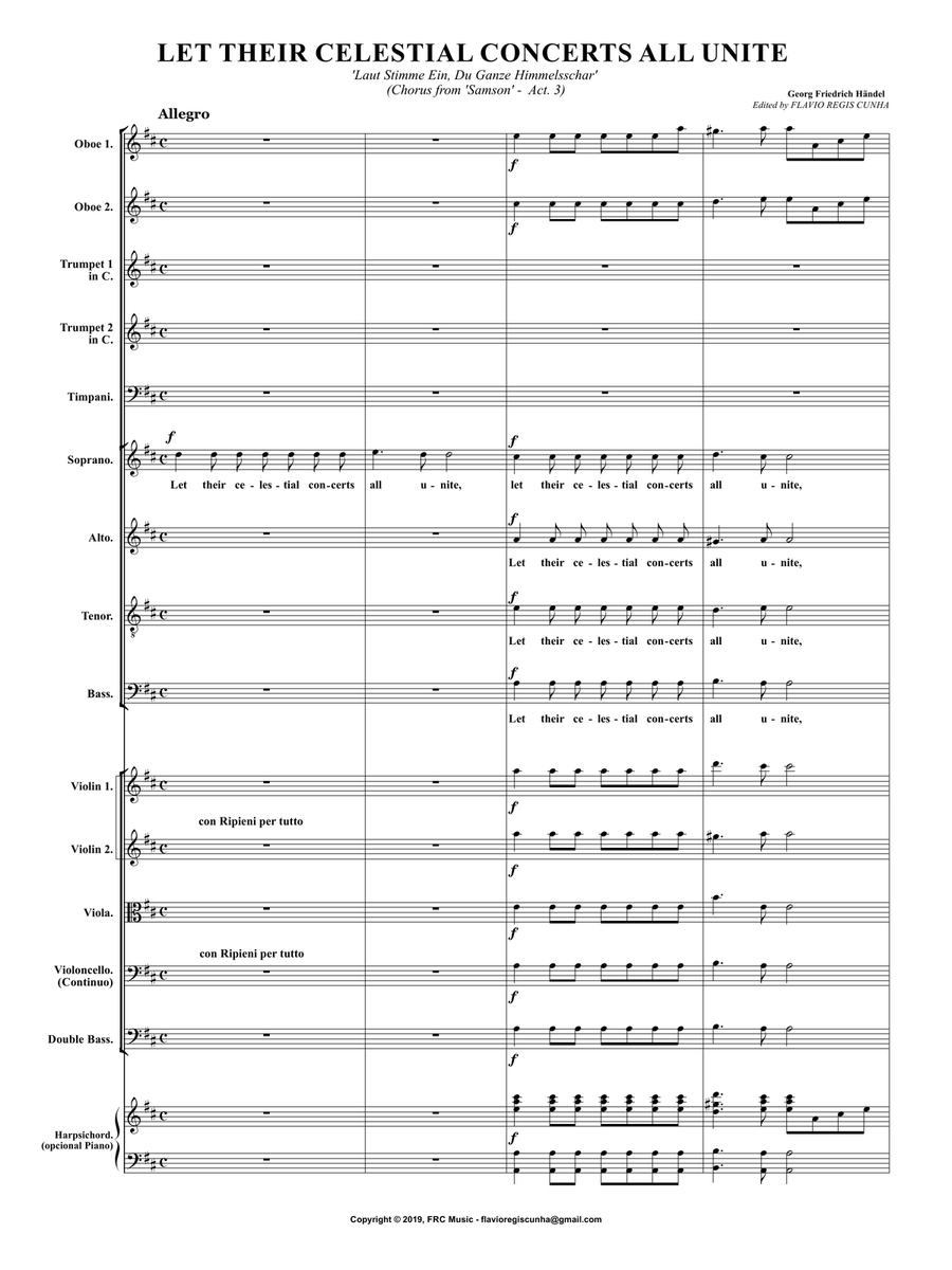 Händel - Let their Celestial Concerts all unite - For Choir and Orchestra Chamber Orchestra scores gallery preview page 3