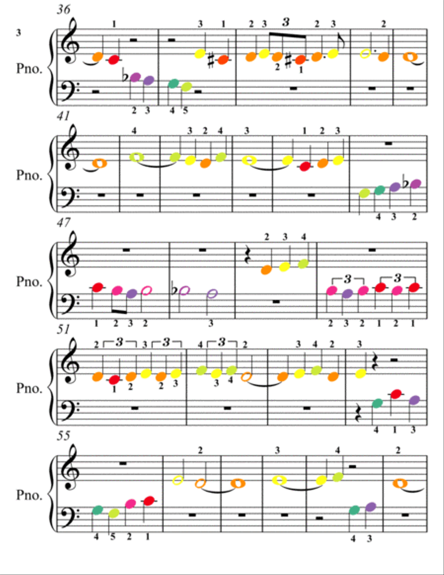 Arioso BWV 156 Beginner Piano Sheet Music with Colored Notes Easy Piano scores gallery preview page 3