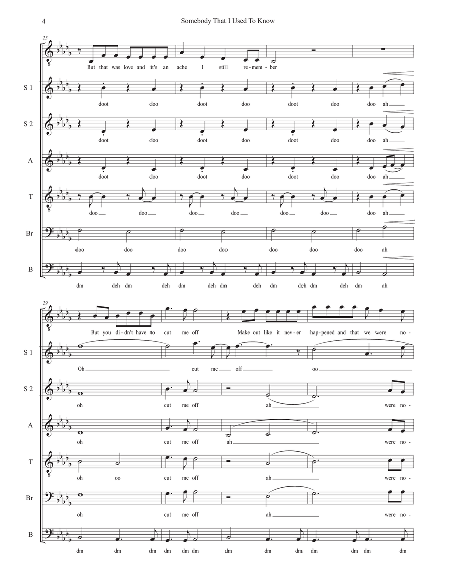 Somebody That I Used To Know 4-Part scores gallery preview page 4
