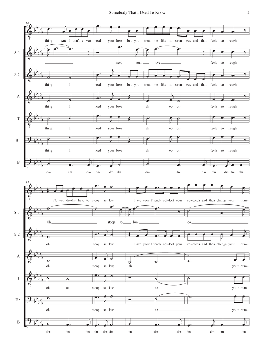 Somebody That I Used To Know 4-Part scores gallery preview page 5