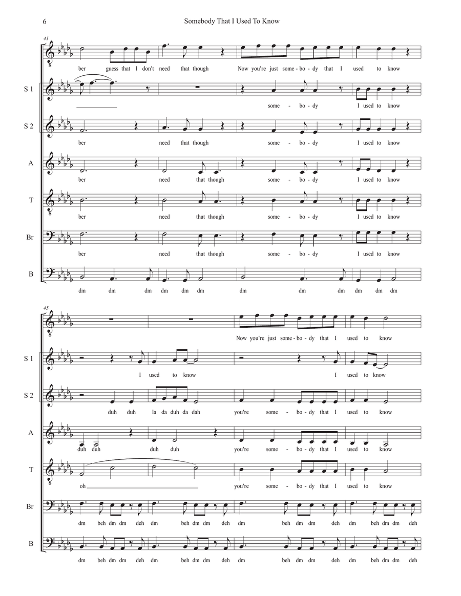 Somebody That I Used To Know 4-Part scores gallery preview page 6