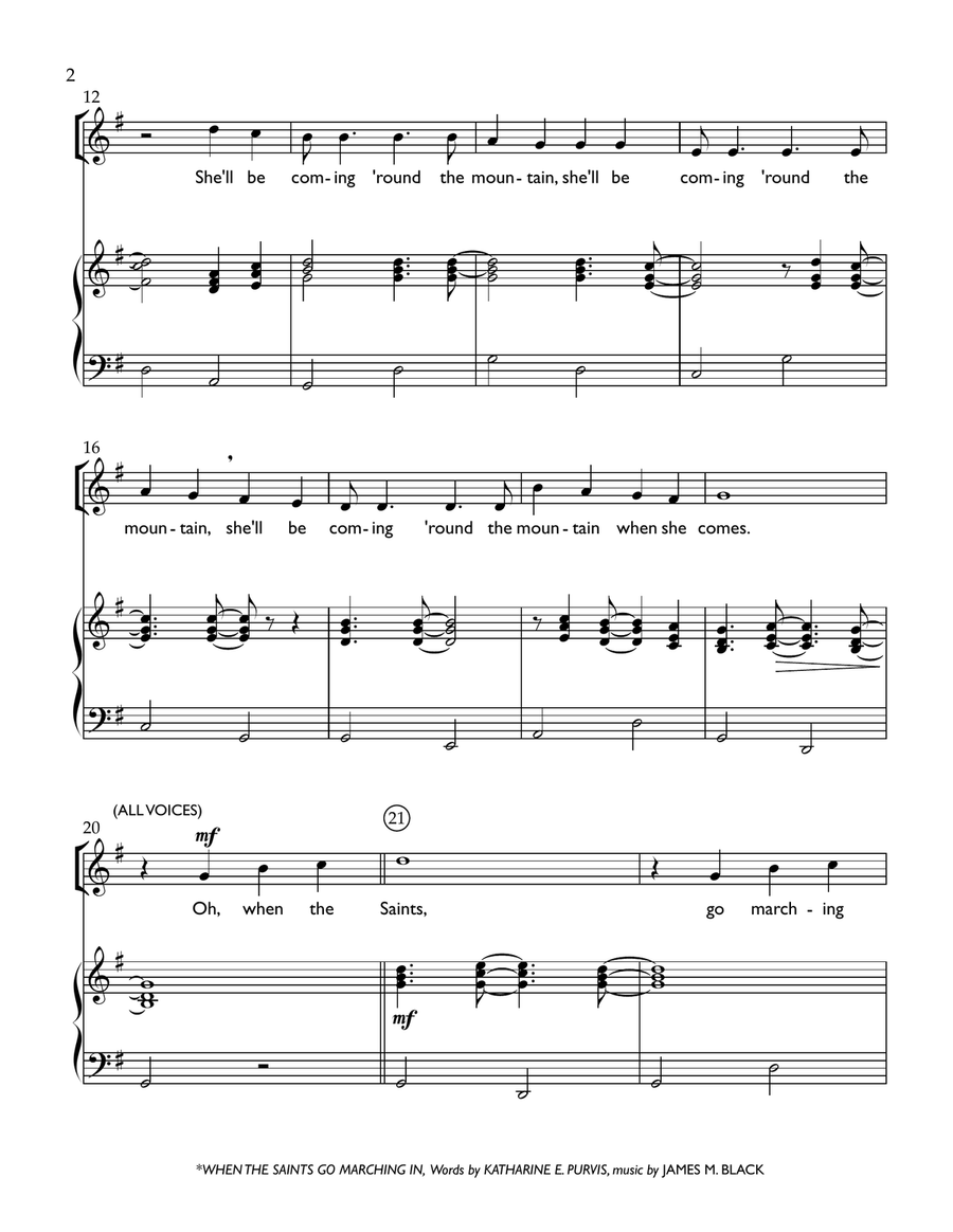 She'll Be Coming 'Round the Mountain 2-Part scores gallery preview page 2