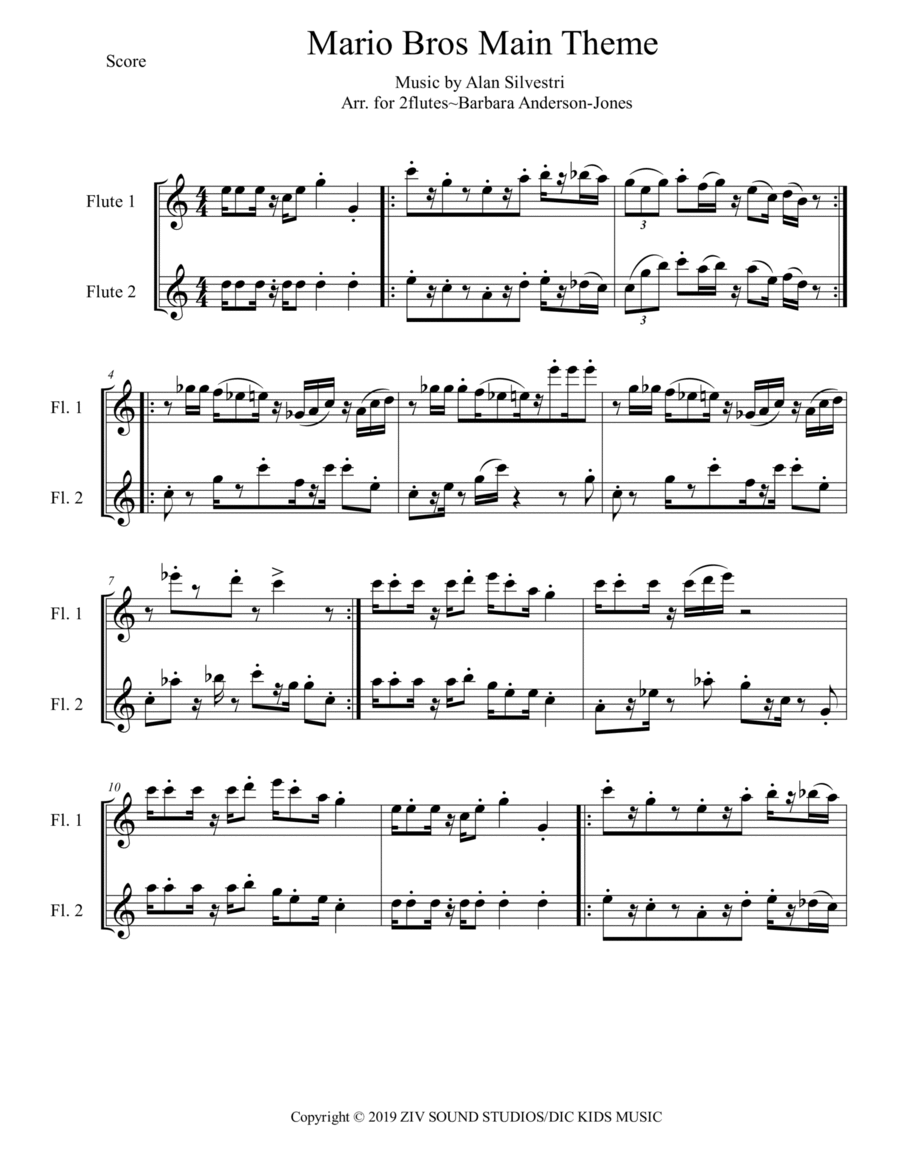 Super Mario Bros. Main Theme Score and Parts scores gallery preview page 1